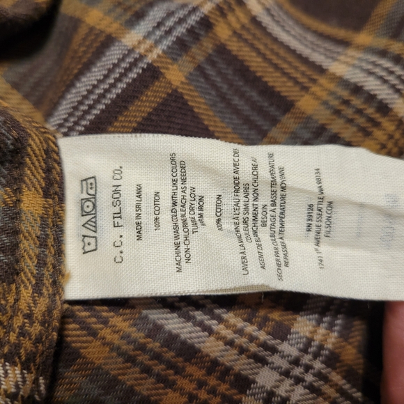 CC Filson Brown XL Plaid Flannel Casual Button-Down Shirt - Picture 6 of 13